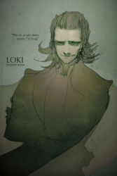 Rule 34 | 1boy, animification, green eyes, loki (marvel), male focus, marvel, mrd-0203, muted color, solo, spot color