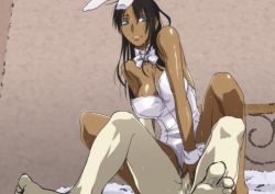 Rule 34 | 10s, 1girl, alex benedetto, animal ears, bare legs, bare shoulders, bed, black hair, blue eyes, bow, bowtie, breasts, rabbit ears, censored, clothed female nude male, dark skin, earrings, fake animal ears, feet, gangsta, girl on top, interracial, jewelry, kyabakurabakufu, large breasts, legs, long hair, looking back, lying, nude, parted lips, playboy bunny, sex, sitting, sitting on person, solo focus, sweat, thighs, toes, vaginal, wrist cuffs