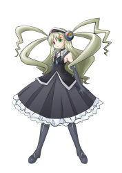 Rule 34 | 1girl, bare shoulders, black gloves, black pantyhose, black skirt, breasts, elbow gloves, female focus, frills, full body, gloves, gothic lolita, green eyes, grey hair, hair ornament, hair tubes, hairband, heterochromia, high heels, jewelry, legs apart, lolita fashion, long hair, long skirt, looking at viewer, os-tan, pantyhose, parted bangs, pendant, petticoat, pleated skirt, red eyes, shoes, sidelocks, simple background, skirt, small breasts, solo, standing, two side up, very long hair, vista-tan, wavy hair, white background, wing collar