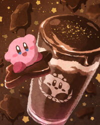 Rule 34 | :d, chocolate, coffee, cup, drink, drinking glass, frappuccino, highres, kirby, kirby (series), miclot, nintendo, no humans, open mouth, smile, star (symbol)
