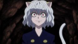 Rule 34 | animal ears, animated, animated gif, chimera ant, hunter x hunter, lowres, neferpitou, no humans, screencap, solo, tail, white hair
