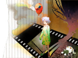 Rule 34 | 1girl, aimaina, asymmetrical footwear, balloon, doll, film strip, mismatched footwear, pinocchio-p, short hair, sleeves past wrists, solo, vocaloid