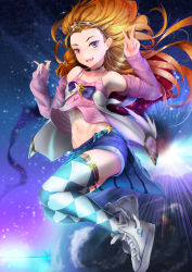 Rule 34 | 1girl, absurdres, alternate costume, armpits, bad id, bad pixiv id, blue eyes, braid, choker, denim, denim shorts, detached sleeves, flat chest, full body, hairband, heterochromia, highres, league of legends, long hair, long sleeves, mattbam, midriff, multicolored eyes, multicolored hair, navel, open mouth, purple eyes, shorts, smile, solo, stomach, tank top, thighhighs, two-tone hair, v, very long hair, zoe (league of legends)