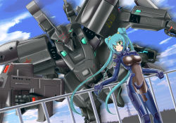 Rule 34 | 1girl, bodysuit, cui yifei, fortified suit, green hair, muv-luv, muv-luv alternative, muv-luv total eclipse, solo