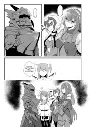 Rule 34 | 4girls, absurdres, anger vein, angry, armor, artoria pendragon (fate), artoria pendragon (lancer alter) (fate), bad id, bad pixiv id, belt, bodysuit, chain, chaldea uniform, clenched teeth, closed eyes, clothing cutout, comic, covered navel, crossed arms, english text, fate/grand order, fate (series), fujimaru ritsuka (female), gauntlets, greaves, greyscale, head chain, headpiece, helmet, highres, hinagi (fox priest), jeanne d&#039;arc (fate), jeanne d&#039;arc alter (avenger) (fate), jeanne d&#039;arc alter (avenger) (third ascension) (fate), jeanne d&#039;arc alter (fate), jewelry, lightning glare, long hair, monochrome, multiple girls, navel cutout, pauldrons, scathach (fate), see-through, short hair, shoulder armor, side ponytail, skirt, smile, teeth, veil