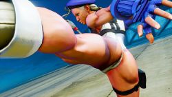 Rule 34 | 1girl, 3d, alternate color, alternate skin color, antenna hair, ass, bare shoulders, blonde hair, blue eyes, blue gloves, blue hat, braid, breasts, cammy white, covered navel, curvy, dark skin, gloves, groin, hat, highleg, highleg leotard, highres, huge ass, kicking, large breasts, leotard, lips, long hair, ryona, screencap, shiny clothes, solo, street fighter, street fighter v, thighs, third-party edit, thong leotard, twin braids, very long hair, white leotard, wide hips