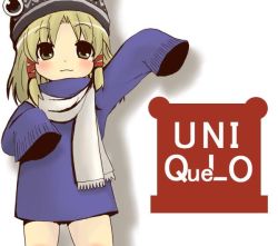 Rule 34 | 1girl, :3, alternate costume, bad id, bad pixiv id, blonde hair, brown eyes, contemporary, female focus, hat, moriya suwako, oversized clothes, scarf, sleeves past wrists, smile, solo, sweater, toto (hitori othello), touhou, uniqlo