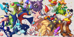 Rule 34 | :d, ;d, absurdres, alternate color, arm up, blue eyes, body fur, chandelure, cinderace, clenched hands, closed eyes, closed mouth, cloyster, commentary request, creatures (company), elgyem, emolga, entei, espeon, fennekin, flygon, furry, game freak, garchomp, gen 1 pokemon, gen 2 pokemon, gen 3 pokemon, gen 4 pokemon, gen 5 pokemon, gen 6 pokemon, gen 7 pokemon, gen 8 pokemon, glaceon, greninja, highres, legendary pokemon, lilligant, looking to the side, mudkip, ninetales, nintendo, nullma, one eye closed, open mouth, pink eyes, pokemon, pokemon (creature), ribombee, riolu, shiny pokemon, smile, sylveon, toes, tongue, tongue out, tongue scarf, umbreon, yellow eyes, |d