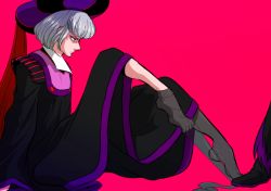 Rule 34 | 1boy, 1girl, bad id, bad pixiv id, claude frollo, disney, feet, hat, maleficent, marimo (yousei ranbu), no shoes, one man&#039;s dream ii, out of frame, see-through, see-through legwear, silver hair, simple background, sitting, sleeping beauty, solo focus, stepped on, the hunchback of notre dame, thighhighs, thighhighs pull