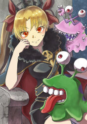 Rule 34 | blonde hair, digimon, highres, numemon, numemon x-antibody, red eyes, teeth, tongue, tongue out