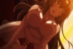 Rule 34 | 1boy, 1girl, animated, animated gif, belly, bouncing breasts, breasts, brown hair, censored, girl on top, hetero, large breasts, long hair, nipples, penis, sex, solo focus, tsumamigui 3, vaginal