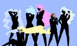 Rule 34 | 6+girls, ahoge, ashley (luminous arc), blonde hair, blue background, blue hair, brown hair, eruru (luminous arc), inaruna, long hair, luminous arc, luminous arc 3, lyla-shisho, multiple girls, pink hair, sara (luminous arc), shion (luminous arc), short hair, twintails, white hair