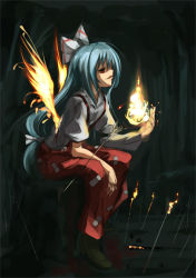 Rule 34 | 1girl, female focus, fiery wings, fire, fujiwara no mokou, full body, shimadoriru, solo, touhou, wings