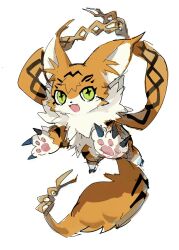 Rule 34 | cat, digimon, digimon (creature), green eyes, happy, highres, meicoomon, smile, solo
