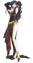 Rule 34 | 1girl, anklet, black dress, blue hair, breasts, cleavage, dress, elbow gloves, fire emblem, fire emblem: the blazing blade, gloves, hands in hair, high heels, highres, izuka daisuke, jewelry, large breasts, legs, lips, long hair, long legs, looking at viewer, nintendo, official art, simple background, smile, solo, sonia (fire emblem: the blazing blade), white background, yellow eyes