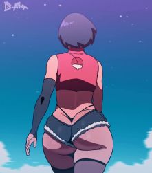 Rule 34 | 1girl, aged up, alternate costume, animated, asian, ass, ass focus, bare shoulders, black gloves, black hair, black panties, black thighhighs, blue background, boruto: naruto next generations, bouncing ass, butt crack, cloud, cloudy sky, crop top, curvy, d-art, elbow gloves, faceless, faceless female, female focus, from behind, g-string, gloves, highres, huge ass, jiggle, naruto, naruto (series), night, night sky, panties, plump, red shirt, revealing clothes, shirt, short shorts, shorts, sky, sleeveless, sleeveless shirt, star (sky), swing, swinging, thick thighs, thighhighs, thighs, thong, tight clothes, uchiha sarada, uchiha symbol, underwear, video, walking, wedgie, whale tail (clothing), wide hips