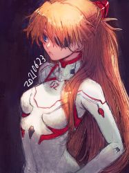 Rule 34 | 1girl, blue eyes, bodysuit, boyaking, breasts, brown hair, dated, evangelion: 3.0+1.0 thrice upon a time, eyepatch, grin, hair ornament, highres, lips, long hair, looking to the side, neon genesis evangelion, pilot suit, plugsuit, rebuild of evangelion, shiny clothes, skin tight, smile, solo, souryuu asuka langley, tsundere, two side up, very long hair, white bodysuit, wide hips