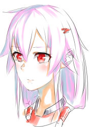Rule 34 | 10s, 1girl, absurdres, bad id, bad pixiv id, close-up, guilty crown, hair ornament, hairclip, highres, long hair, pink hair, portrait, red eyes, rolua, simple background, sketch, solo, twintails, yuzuriha inori