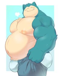 Rule 34 | 1boy, abs, animal ears, ass, bara, big belly, blue fur, blush stickers, breath, bulge, bulge lift, creatures (company), dressing, fat, fat man, feet out of frame, from side, furry, furry male, game freak, gen 1 pokemon, highres, i&#039;ve never seen a guy recreate this successfully tbh (meme), large areolae, large pectorals, looking at viewer, male focus, male underwear, meme, muscular, muscular male, nintendo, nipples, open pants, pants, pants lift, pectorals, personification, pokemon, short hair, smile, snorlax, solo, splashbeaw, stomach, topless male, tusks, undersized clothes, underwear, white male underwear