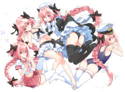 Rule 34 | 1boy, :d, apron, arm behind back, armpits, ass, astolfo (fate), astolfo (femboy idol) (fate), astolfo (sailor paladin) (fate), bad id, bad pixiv id, bandaid, bandaid on arm, bare arms, bare legs, bare shoulders, bikini, bikini skirt, black bow, black dress, black footwear, black legwear, black panties, blue one-piece swimsuit, blush, bow, bow bikini, bow legwear, braid, bulge, casual one-piece swimsuit, closed mouth, clothes lift, collarbone, commentary request, crop top, crossed ankles, dot nose, dress, dress bow, dress lift, expressionless, fang, fate/apocrypha, fate/grand order, fate (series), flat chest, flip-flops, floral background, footwear bow, frilled apron, frilled bikini, frills, from behind, from side, front-tie top, frown, hair between eyes, hair bow, hair intakes, hand up, hands up, hat, head rest, interlocked fingers, invisible chair, juliet sleeves, knee up, knees together feet apart, large bow, legs up, lifting own clothes, long hair, long sleeves, looking at viewer, looking back, looking to the side, lying, maid, maid apron, maid headdress, male focus, mary janes, miniskirt, multicolored hair, multiple views, navel, neckerchief, no shoes, official alternate costume, on back, on stomach, one-piece swimsuit, open mouth, panties, parted bangs, peaked cap, petticoat, pink bow, pink hair, pink neckerchief, pleated skirt, puffy sleeves, purple eyes, red sailor collar, red skirt, sailor collar, sandals, school uniform, serafuku, shiosoda, shirt, shoes, short sleeves, simple background, single braid, sitting, skindentation, skirt, sleeve cuffs, smile, stomach, streaked hair, swimsuit, thighhighs, trap, two-tone hair, underwear, very long hair, white apron, white background, white bikini, white bow, white footwear, white hair, white hat, white legwear, white shirt, zettai ryouiki