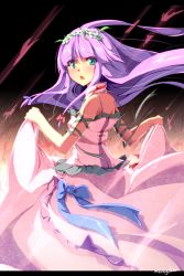 Rule 34 | 1girl, absurdres, aqua eyes, bad id, bad pixiv id, clothes lift, dress, dress lift, female focus, hairband, highres, letterboxed, long hair, minagokoro, patchouli knowledge, purple dress, purple hair, solo, touhou