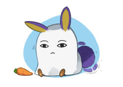 Rule 34 | 1girl, :&lt;, absurdres, animal ears, rabbit ears, rabbit tail, carrot, commentary, fate/grand order, fate (series), highres, kion-kun, nitocris (fate), nitocris (swimsuit assassin) (fate), simple background, sitting, solo, tail
