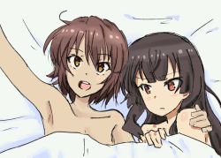 Rule 34 | 2girls, etou kanami, juujou hiyori, multiple girls, nude, on bed, toji no miko, yuri