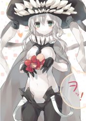 Rule 34 | 10s, 1girl, abyssal ship, black gloves, bow, box, capelet, gloves, green eyes, hairband, heart, heart-shaped box, incoming gift, kantai collection, komeshiro kasu, pale skin, silver hair, smile, solo, teeth, valentine, wo-class aircraft carrier