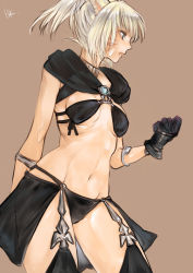 Rule 34 | 10s, 1girl, animal ears, armlet, bandaid, bandaid on face, black gloves, breasts, cat ears, choker, clenched hand, cowboy shot, doraeshi, facial mark, final fantasy, final fantasy xiv, garter straps, gloves, groin, hair up, highres, lips, midriff, miqo&#039;te, navel, open mouth, ponytail, profile, revealing clothes, signature, simple background, small breasts, solo, thighhighs, underboob, warrior of light (ff14), white hair