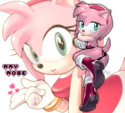 Rule 34 | amy rose, ass, blush, breasts, furry, heart, pey, small breasts, sonic (series), wallpaper