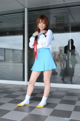 Rule 34 | ai, asahina mikuru, cosplay, photo (medium), sailor, school uniform, serafuku, socks, suzumiya haruhi no yuuutsu