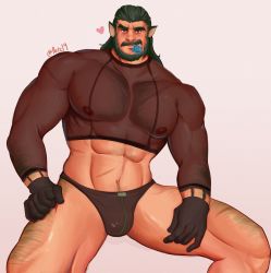 Rule 34 | 1boy, abs, alternate costume, alternate pectoral size, animal ears, arm hair, bad id, bad twitter id, bara, beard, black gloves, black male underwear, blush, briefs, bulge, cat boy, cat ears, chest hair, condom, condom in mouth, covered erect nipples, facial hair, feet out of frame, fire emblem, fire emblem: path of radiance, giffca (fire emblem), gloves, green hair, hairy, heart, highres, joonbean, large pectorals, looking at viewer, male focus, male underwear, mature male, medium hair, mouth hold, muscular, muscular male, mustache, navel, navel hair, nintendo, old, old man, pectorals, scar, scar on face, scar on nose, scar on stomach, see-through, see-through shirt, shirt, sideburns, sitting, smile, solo, spread legs, stomach, thick eyebrows, thick thighs, thighs, underwear