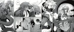 Rule 34 | 1boy, 1girl, archaic set (zelda), comic, dragon horns, dragon tail, fangs, french kiss, frostbite set (zelda), greyscale, highres, horns, kiss, link, looking at another, monochrome, nintendo, pointy ears, princess zelda, short hair, shuo yue, smile, speech bubble, spoilers, tail, the legend of zelda, the legend of zelda: tears of the kingdom, translation request