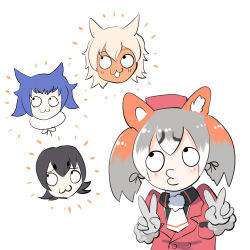 Rule 34 | animal ears, coyote (kemono friends), dire wolf (kemono friends), gloves, highres, humboldt penguin (kemono friends), island fox (kemono friends), kemono friends, kemono friends v project, mcgunngu, necktie, shirt, skirt, tail, virtual youtuber