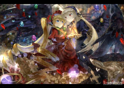 Rule 34 | 2girls, asuka shirou, blonde hair, blue eyes, bonnet, copyright name, drill hair, gothic lolita, hairband, holding hands, letterboxed, lolita fashion, lolita hairband, long hair, multiple girls, red eyes, rozen maiden, shinku, silver hair, suigintou, twintails, very long hair, wings