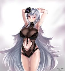 Rule 34 | 1girl, azur lane, blush, breasts, dated, graf zeppelin (azur lane), graf zeppelin (beachside urd) (azur lane), grey hair, highres, large breasts, long hair, looking at viewer, paundo2, solo, swimsuit, white background