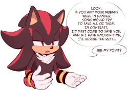 Rule 34 | 1boy, bracelet, furry, gloves, highres, jewelry, lowered eyelids, parted lips, red eyes, shadow the hedgehog, solo, sonic (series), speech bubble, toonsite, upper body, white gloves