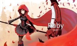 Rule 34 | 10s, 1girl, 2013, absurdres, boots, character name, cloak, copyright name, cross, dated, dress, english text, forest, graveyard, highres, hood, hooded cloak, nature, pantyhose, petals, rose petals, ruby rose, rwby, scythe, short hair, signature, skirt, solo, sunset xi, tree, weapon, yuugyou you