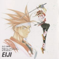 Rule 34 | eiji shinjo, headband, katana, lowres, red eyes, sword, takara, toushinden, weapon
