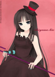 Rule 34 | 1girl, akiyama mio, black eyes, black hair, blush, cane, character name, don&#039;t say &quot;lazy&quot;, dress, fingerless gloves, gloves, hat, k-on!, left-handed, long hair, mini hat, mini top hat, pantyhose, solo, top hat