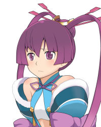 Rule 34 | 1girl, ar tonelico, ar tonelico iii, bad id, bad pixiv id, bare shoulders, blush, finnel (ar tonelico), frown, hair ornament, long hair, purple eyes, purple hair, solo, tamakorogashi, twintails