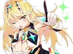 Rule 34 | 1girl, blonde hair, breasts, cherubi nbo, highres, large breasts, long hair, mythra (xenoblade), solo, very long hair, xenoblade chronicles (series), xenoblade chronicles 2, yellow eyes