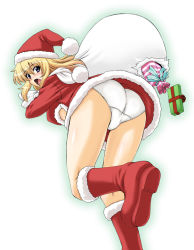 Rule 34 | 1girl, akiyama kenta, ass, christmas, hat, original, panties, santa costume, santa hat, solo, underwear