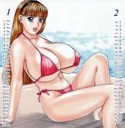 Rule 34 | bikini, blue eyes (manga), breasts, d lovers, gigantic breasts, huge breasts, looking at viewer, maria misono, nishimaki tooru, swimsuit