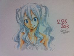 Rule 34 | 1girl, blue eyes, blue hair, dated, fairy tail, long hair, mashima hiro, matching hair/eyes, mirajane strauss, official art, solo, two side up