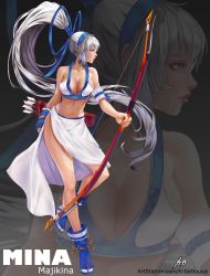 Rule 34 | 1girl, blue eyes, breasts, cleavage, highres, large breasts, long hair, majikina mina, midriff, ponytail, samurai spirits, snk