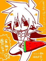 Rule 34 | 00s, 1boy, chibi, food, fruit, kratos aurion, male focus, oekaki, partially colored, short hair, sketch, solo, tales of (series), tales of symphonia, translation request, watermelon