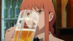 Rule 34 | alcohol, animated, anime screenshot, beer, chainsaw man, drinking, glass, highres, makima (chainsaw man), screencap, solo, sound, tagme, video
