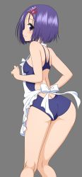 Rule 34 | 10s, absurdres, apron, ass, butt crack, highres, nearly naked apron, one-piece swimsuit, sairenji haruna, shige (moe-ren.net), swimsuit, to love-ru, to love-ru darkness, transparent background