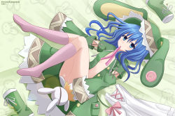 Rule 34 | 10s, 1girl, 2013, animal ears, animal hood, artist name, blue eyes, blue hair, boots, breasts, button eyes, buttons, censored, coat, convenient censoring, costume, date a live, green footwear, hand puppet, highres, hood, hoodie, kazenokaze, legs, looking at viewer, mouth hold, naked hoodie, navel, no bra, pink ribbon, pink socks, puppet, rabbit ears, rabbit hood, ribbon, shoes, small breasts, socks, unworn shoes, yoshino (date a live), yoshinon